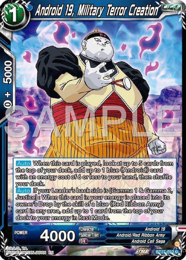 Android 19, Military Tenor Creation BT27-032 card from History of Z