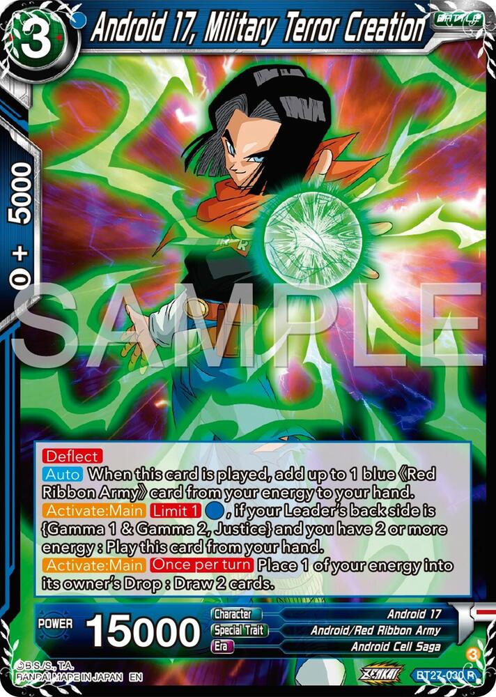Android 17, Military Terror Creation BT27-030 card from History of Z