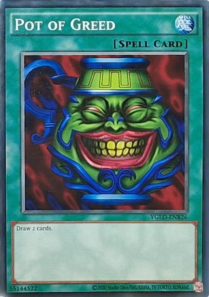 Pot of Greed YGLD-ENB26 card from King of Games: Yugi's Legendary Decks (2020 Date Reprint)