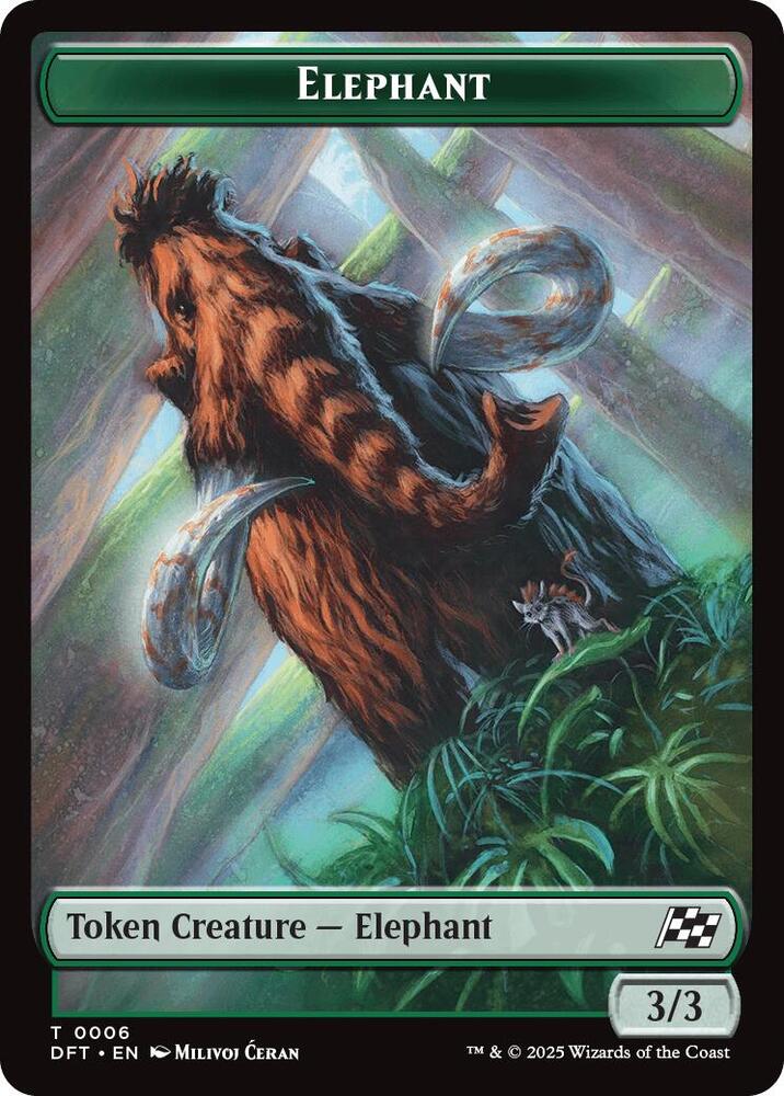 Elephant // Zombie Double-Sided Token 6 // 3 card from Aetherdrift