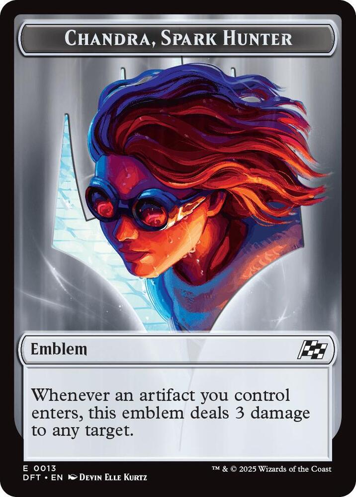 Emblem - Chandra, Spark Hunter // Vehicle Double-Sided Token 13 // 12 card from Aetherdrift