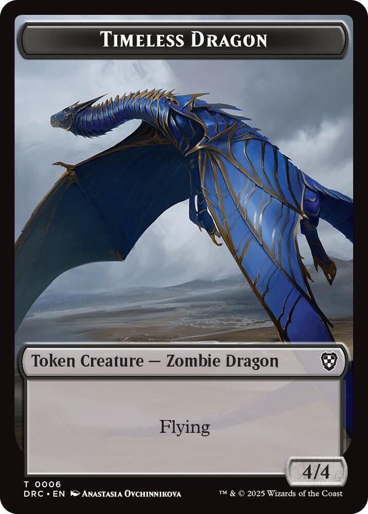 Timeless Dragon // Zombie Double-Sided Token 6 // 3 card from Commander: Aetherdrift
