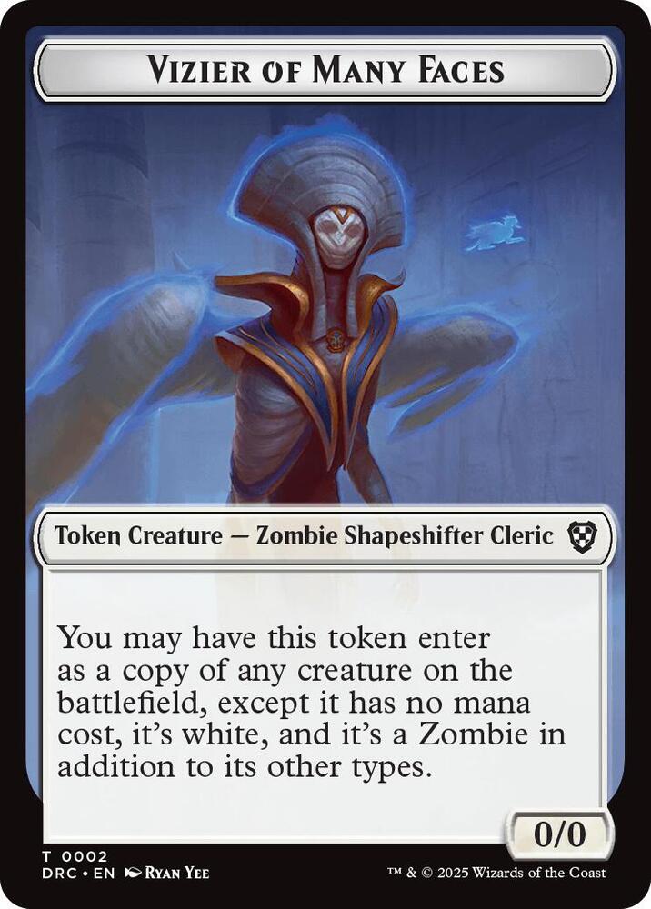 Vizier of Many Faces // Zombie Double-Sided Token 2 // 3 card from Commander: Aetherdrift