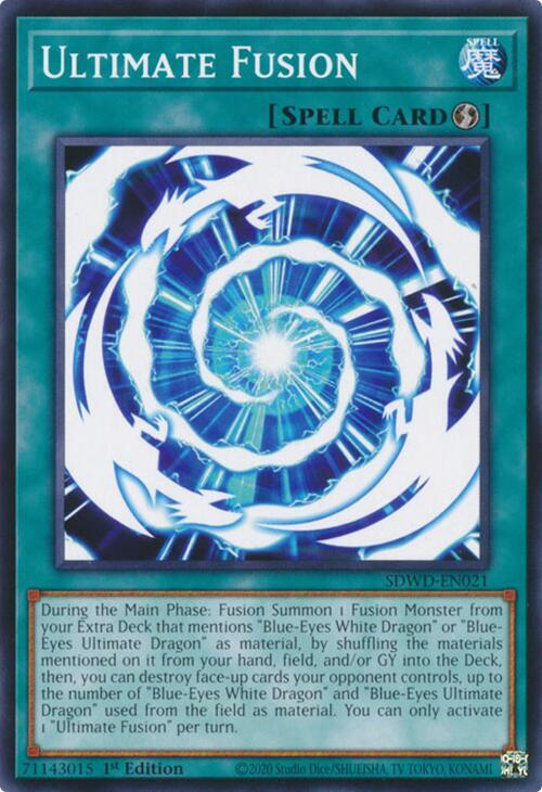 Ultimate Fusion SDWD-EN021 card from Structure Deck: Blue-Eyes White Destiny