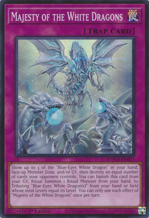 Majesty of the White Dragons SDWD-EN027 card from Structure Deck: Blue-Eyes White Destiny