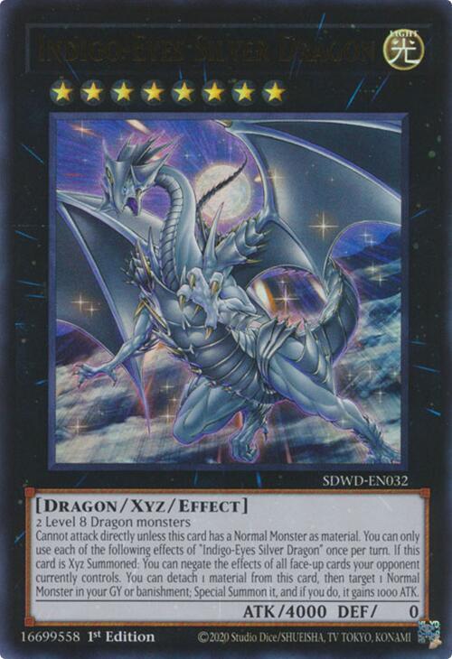 Indigo-Eyes Silver Dragon SDWD-EN032 card from Structure Deck: Blue-Eyes White Destiny
