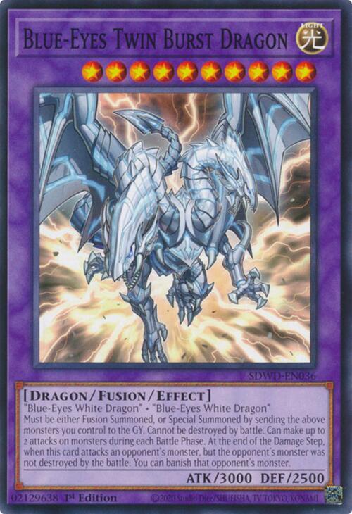Blue-Eyes Twin Burst Dragon SDWD-EN036 card from Structure Deck: Blue-Eyes White Destiny