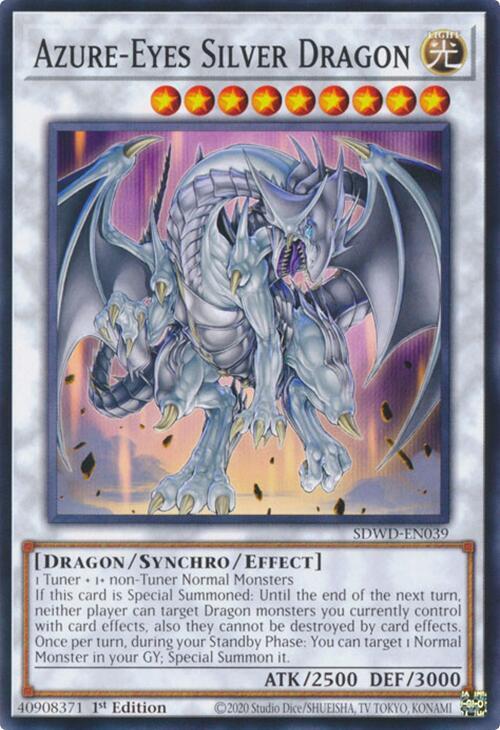 Azure-Eyes Silver Dragon SDWD-EN039 card from Structure Deck: Blue-Eyes White Destiny