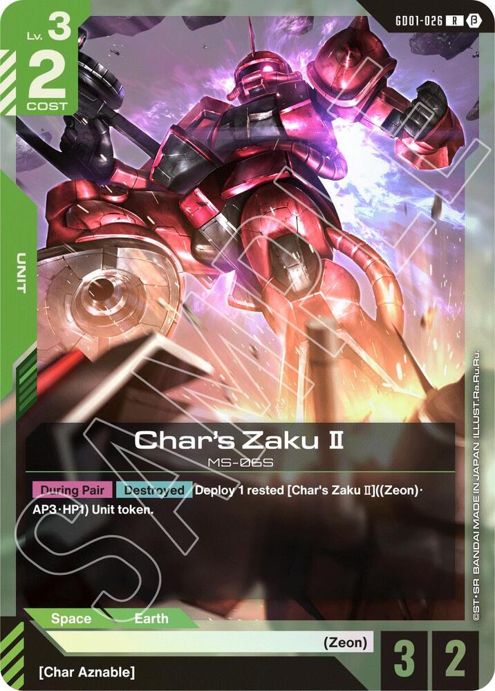 Char's Zaku II GD01-026 card from Edition Beta
