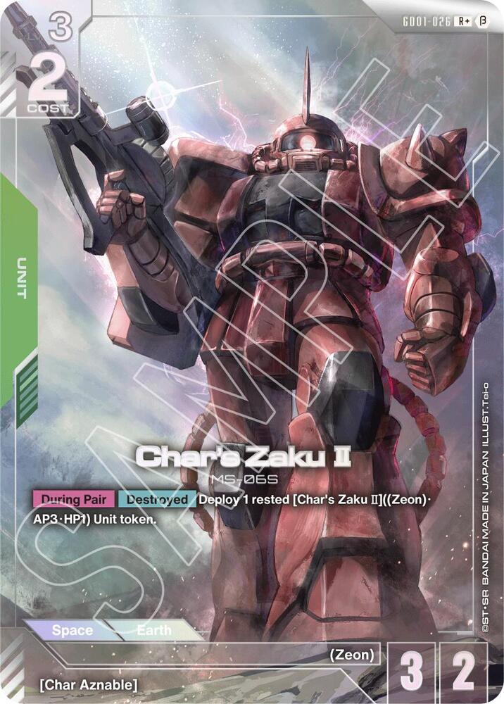 Char's Zaku II (R+) GD01-026 card from Edition Beta