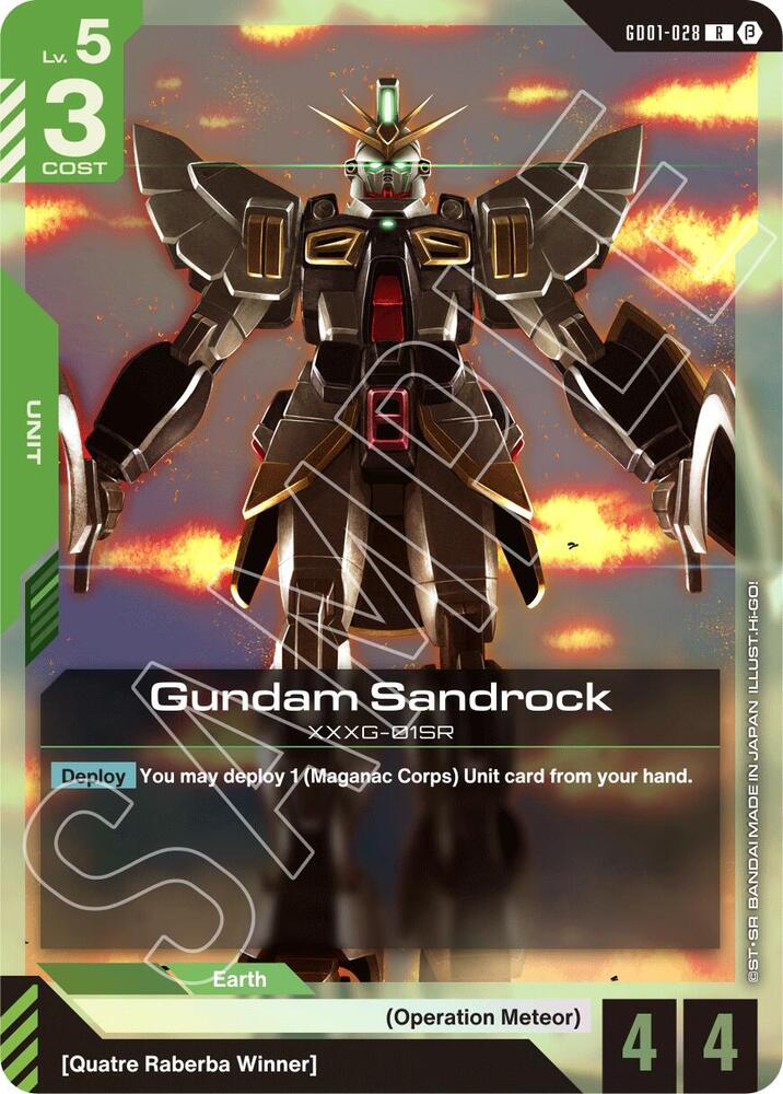 Gundam Sandrock GD01-028 card from Edition Beta