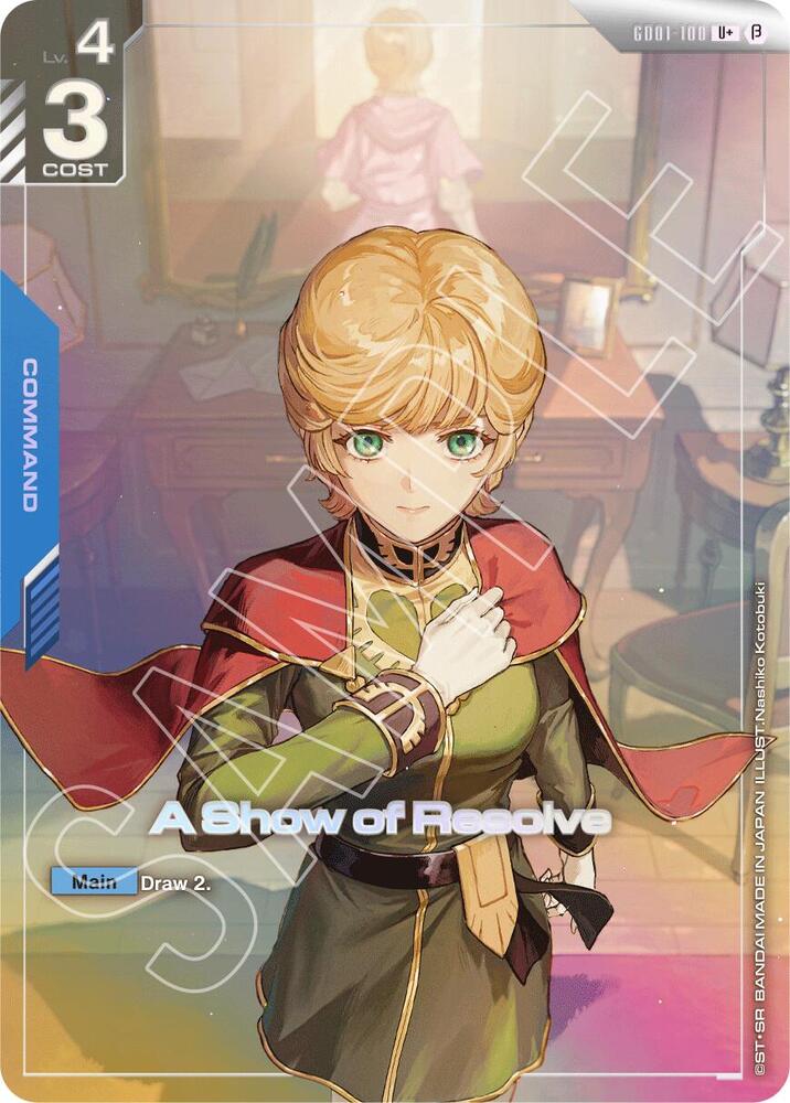 A Show of Resolve (U+) GD01-100 card from Edition Beta