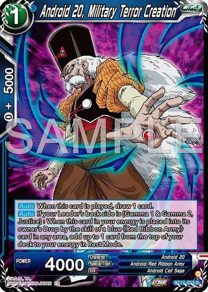 Android 20, Military Terror Creation BT27-033 card from History of Z