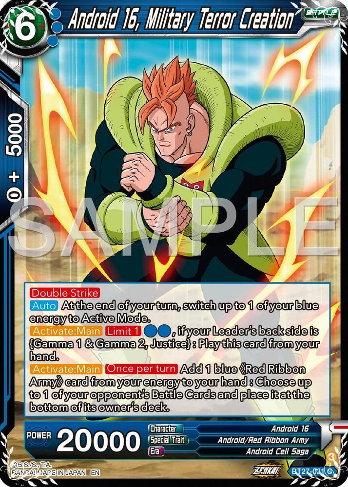 Android 16, Military Terror Creation BT27-031 card from History of Z