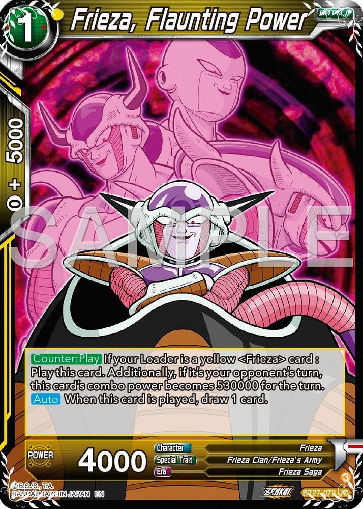 Frieza, Flaunting Power BT27-079 card from History of Z