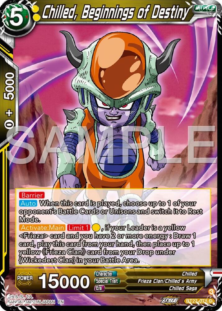 Chilled, Beginnings of Destiny BT27-071 card from History of Z