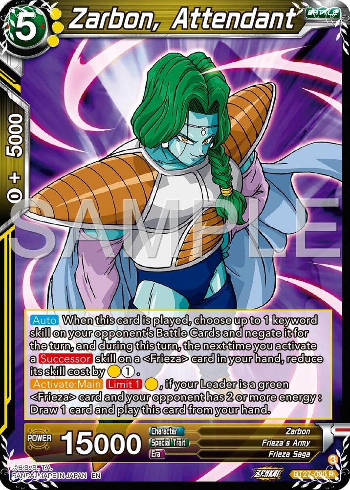 Zarbon, Attendant BT27-080 card from History of Z