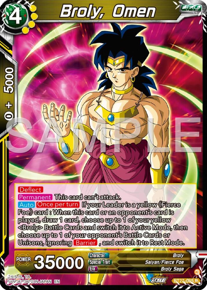 Broly, Omen BT27-085 card from History of Z