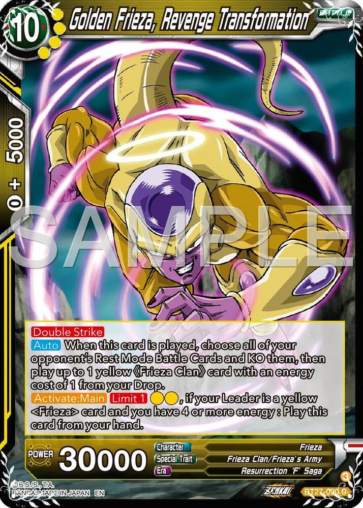 Golden Frieza, Revenge Transformation BT27-090 card from History of Z