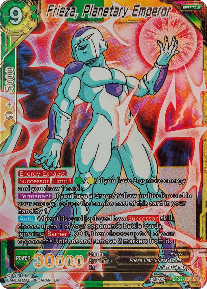 Frieza, Planetary Emperor BT27-136 card from History of Z