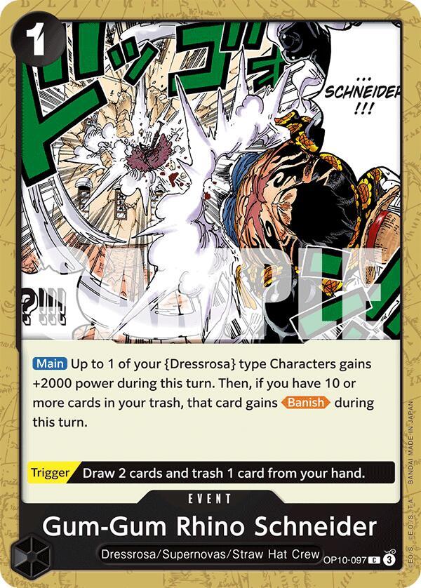Gum-Gum Rhino Schneider OP10-097 card from Royal Blood