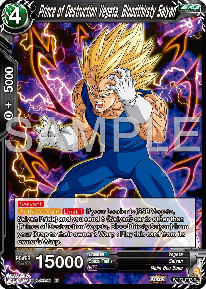 Prince of Destruction Vegeta, Bloodthirsty Saiyan BT27-097 card from History of Z