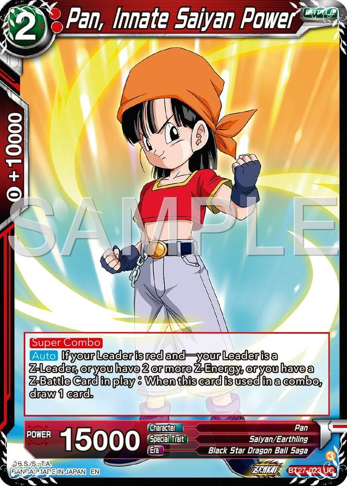 Pan, Innate Saiyan Power BT27-023 card from History of Z