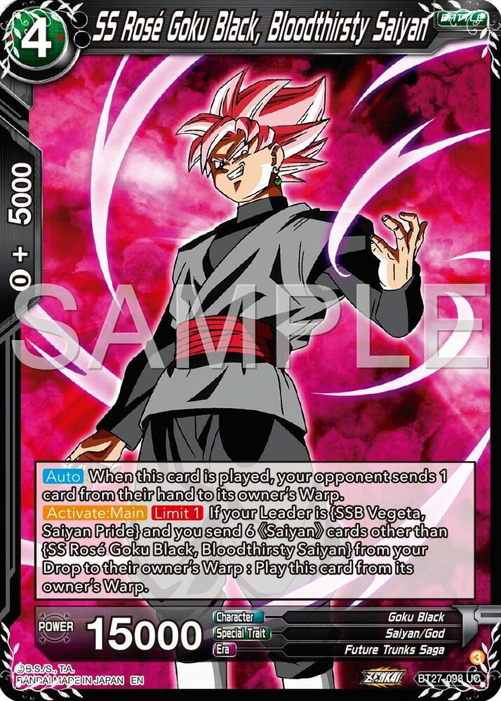 SS Rose Goku Black, Bloodthisty Saiyan BT27-098 card from History of Z