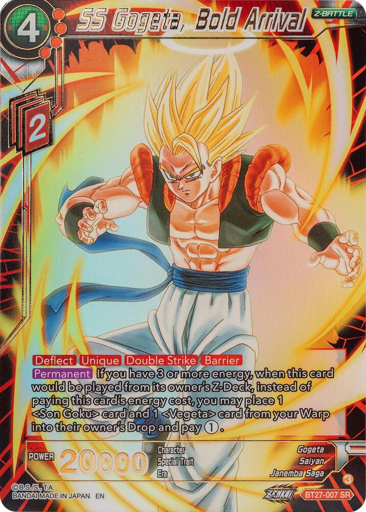 SS Gogeta, Bold Arrival BT27-007 card from History of Z