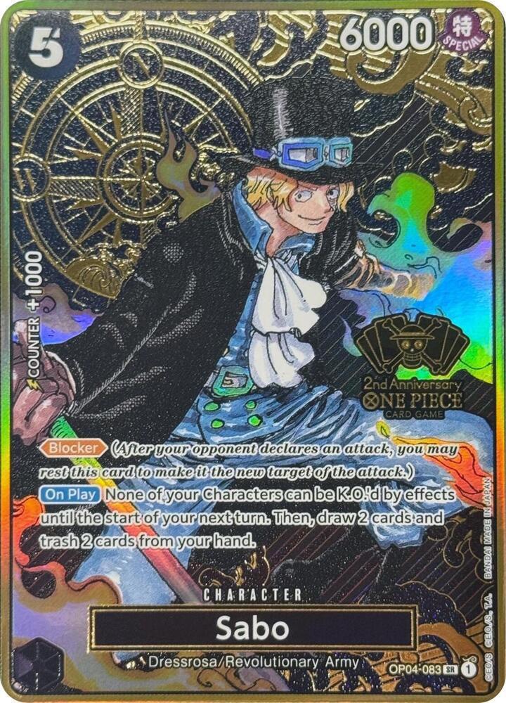 Sabo (One Piece Japanese Version 2nd Anniversary Set) OP04-083 card from One Piece Promotion Cards