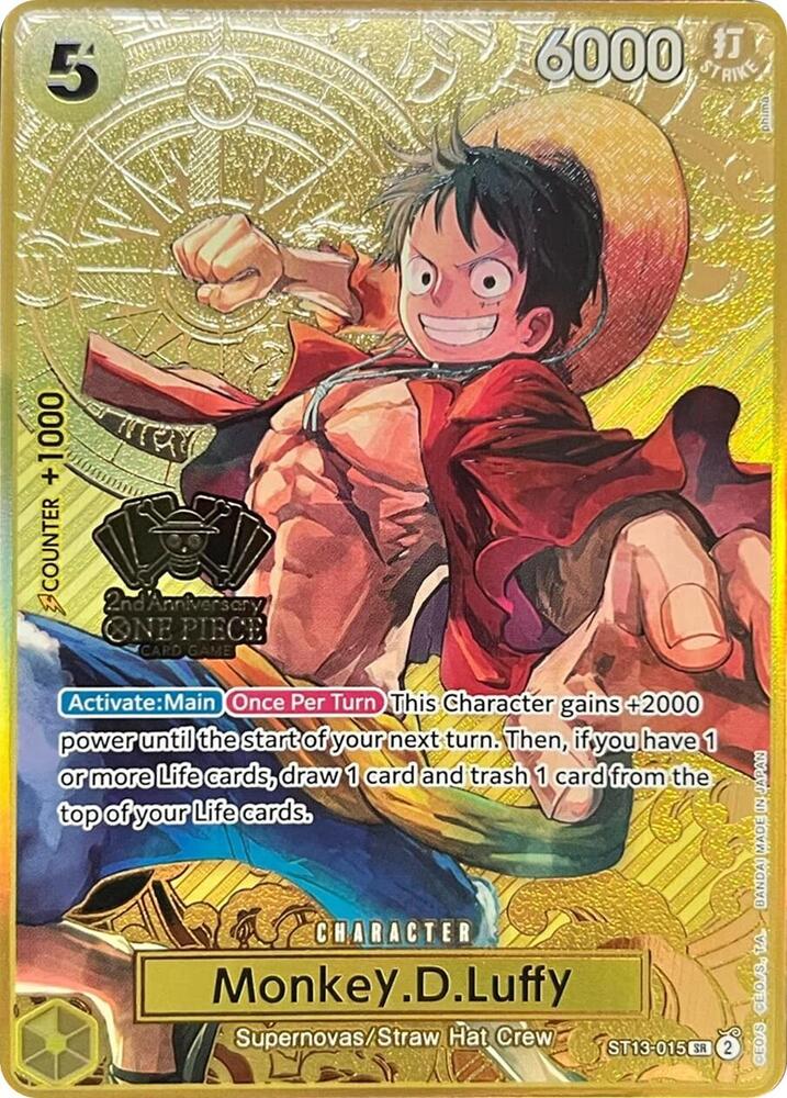 Monkey.D.Luffy (One Piece Japanese Version 2nd Anniversary Set) ST13-015 card from One Piece Promotion Cards