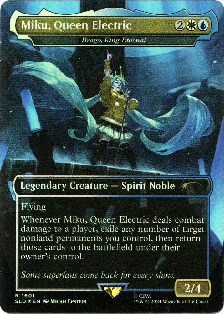 Miku, Queen Electric - Brago, King Eternal (Rainbow Foil) 1601 card from Secret Lair Drop Series