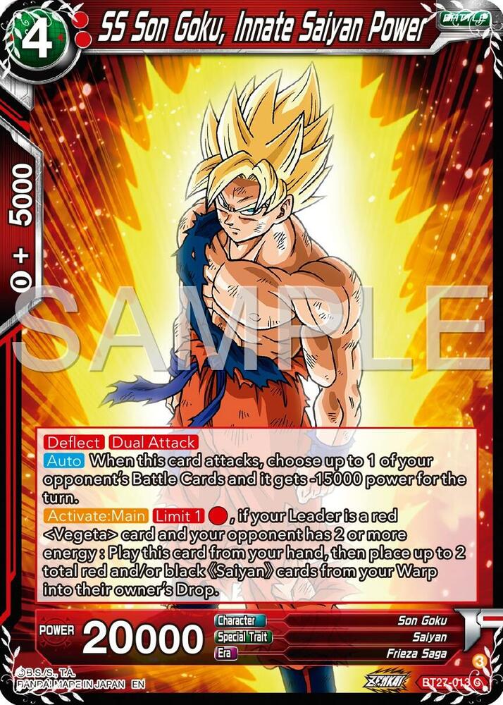 SS Son Goku, Innate Saiyan Power BT27-013 card from History of Z