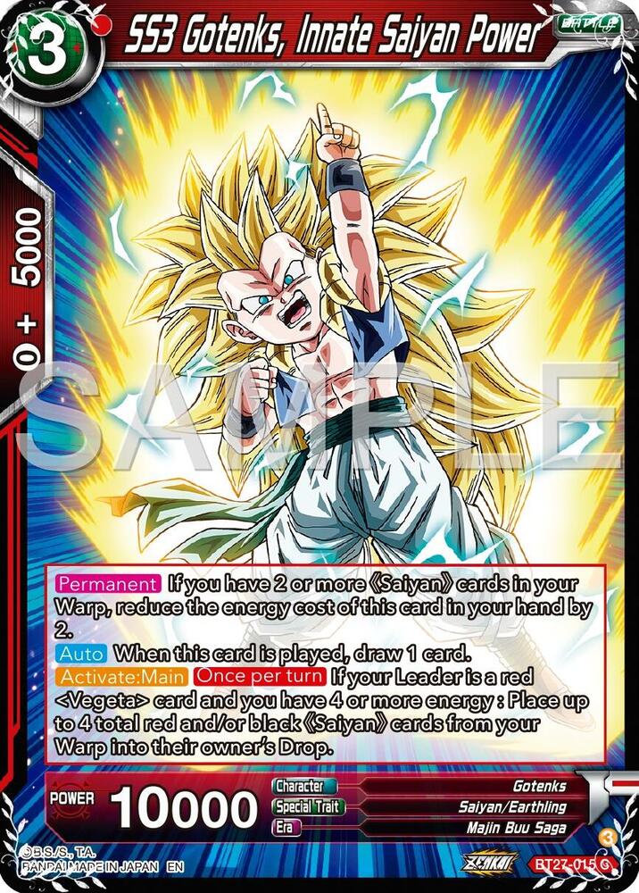 SS3 Gotenks, Innate Saiyan Power BT27-015 card from History of Z