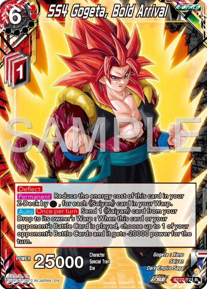 SS4 Gogeta, Bold Arrival BT27-123 card from History of Z