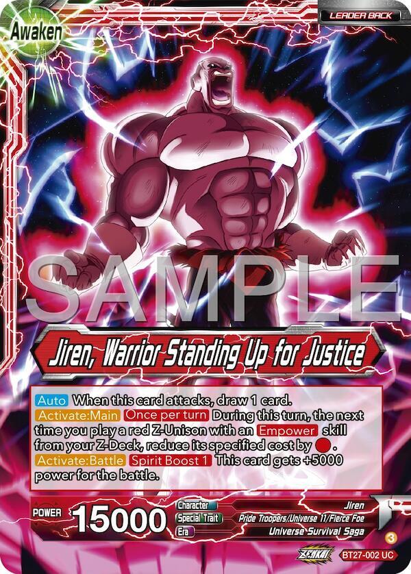 Jiren // Jiren, Warrior Standing Up for Justice BT27-002 card from History of Z