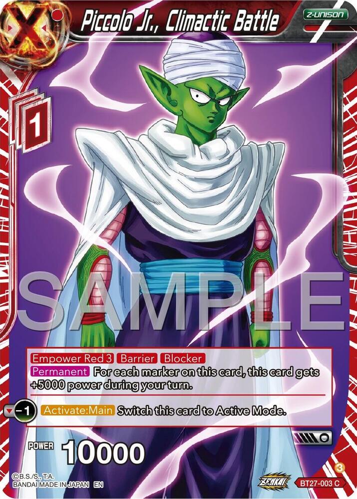 Piccolo Jr., Climactic Battle BT27-003 card from History of Z