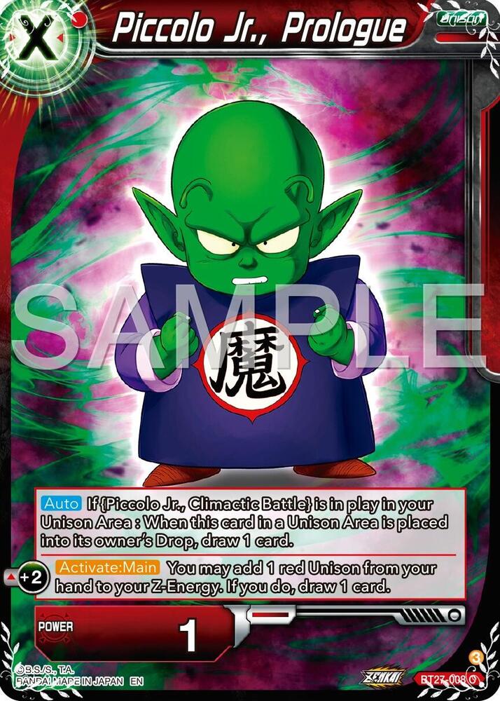 Piccolo Jr., Prologue BT27-008 card from History of Z
