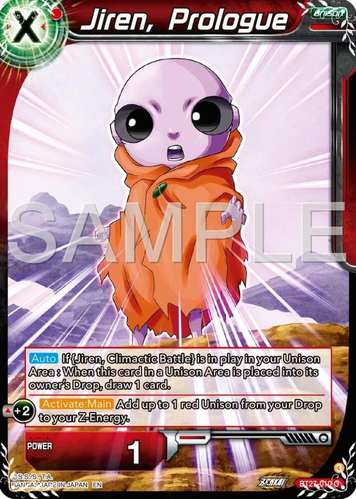 Jiren, Prologue BT27-010 card from History of Z