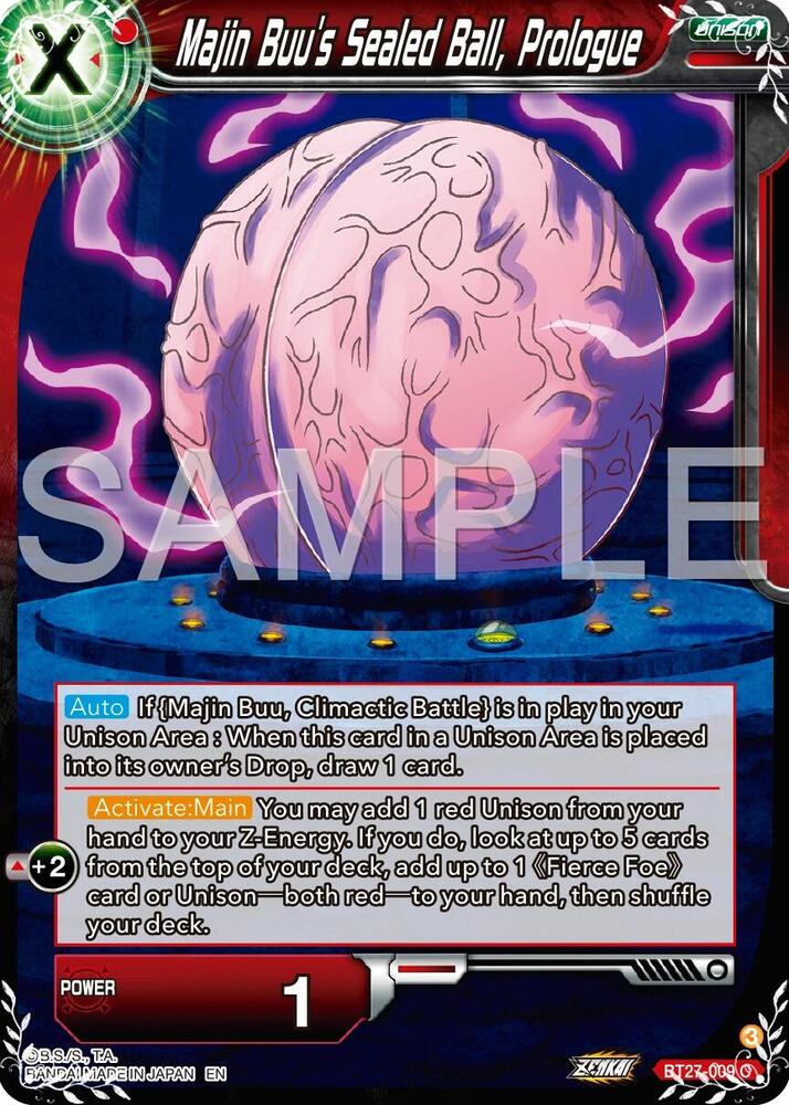Majin Buu's Sealed Ball, Prologue BT27-009 card from History of Z