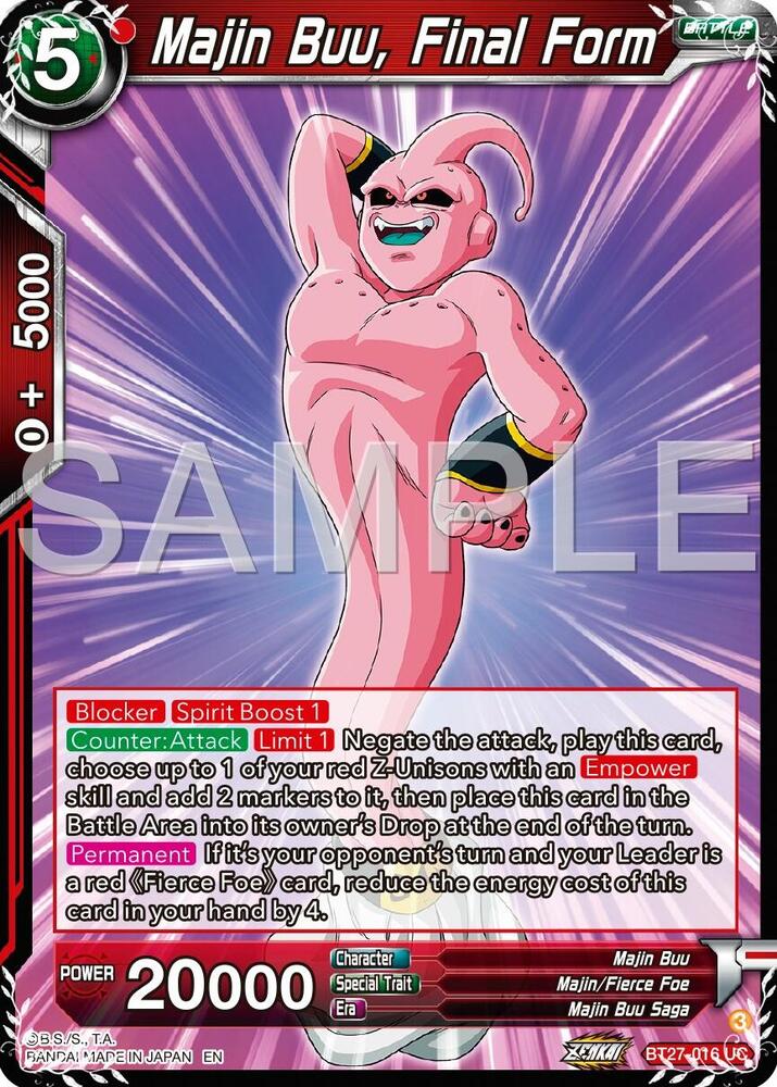 Majin Buu, Final Form BT27-016 card from History of Z