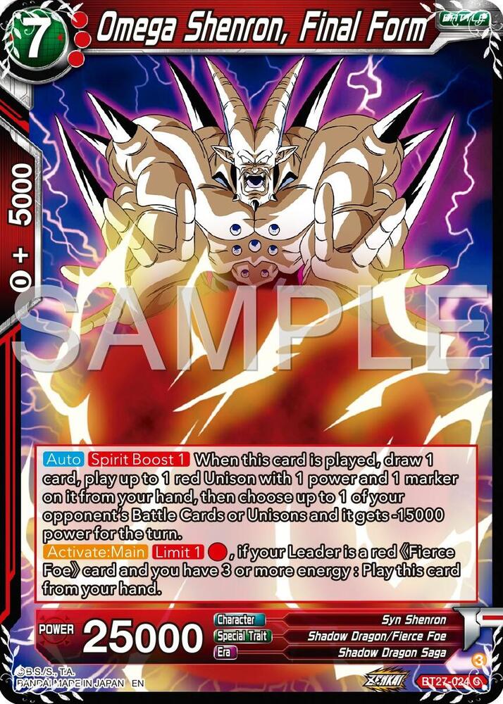 Omega Shenron, Final Form BT27-024 card from History of Z