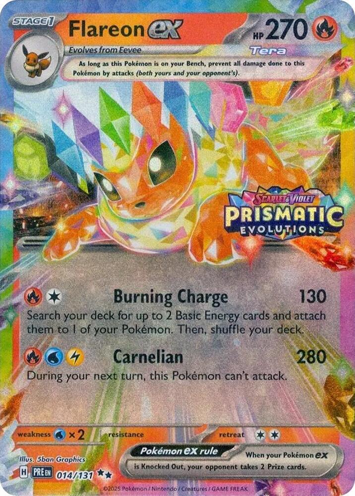 Flareon ex (Prismatic Evolutions Stamp) 014/131 card from Miscellaneous Cards & Products
