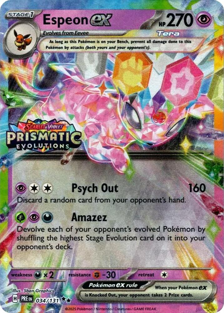 Espeon ex (Prismatic Evolutions Stamp) 034/131 card from Miscellaneous Cards & Products
