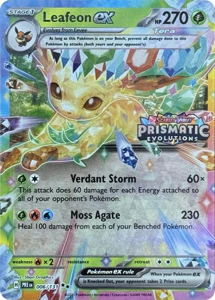 Leafeon ex (Prismatic Evolutions Stamp) 006/131 card from Miscellaneous Cards & Products