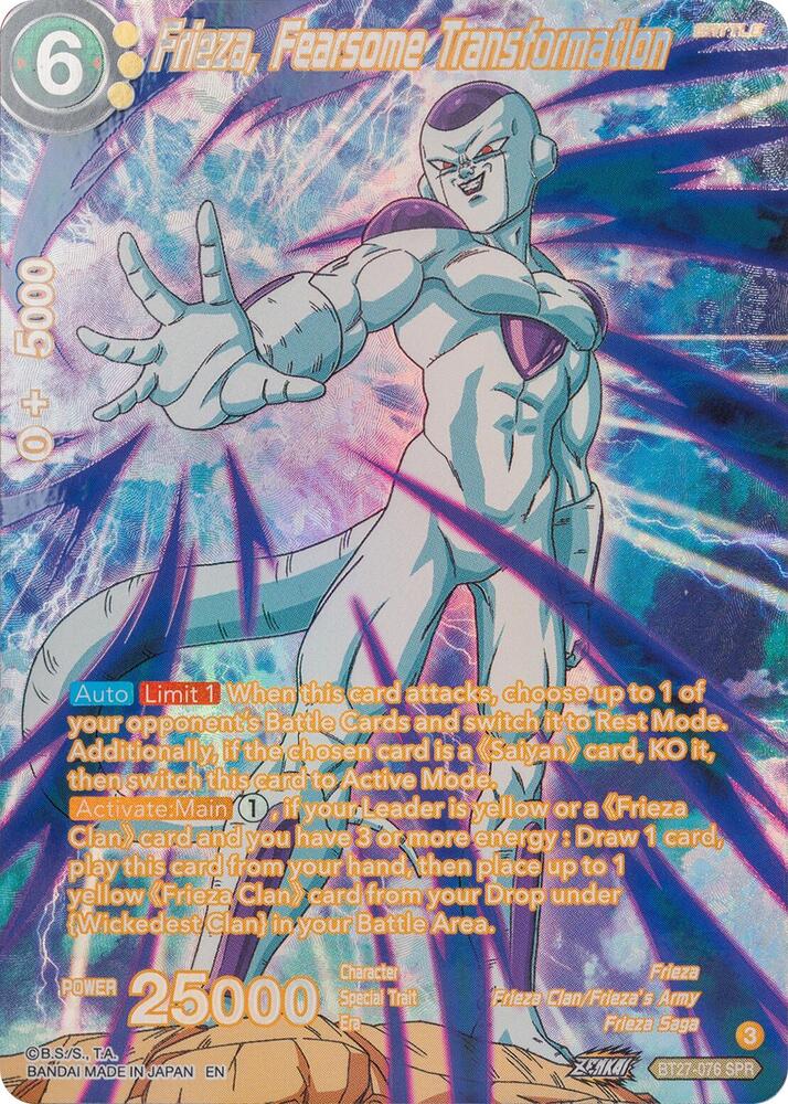 Frieza, Fearsome Transformation (SPR) BT27-076 card from History of Z