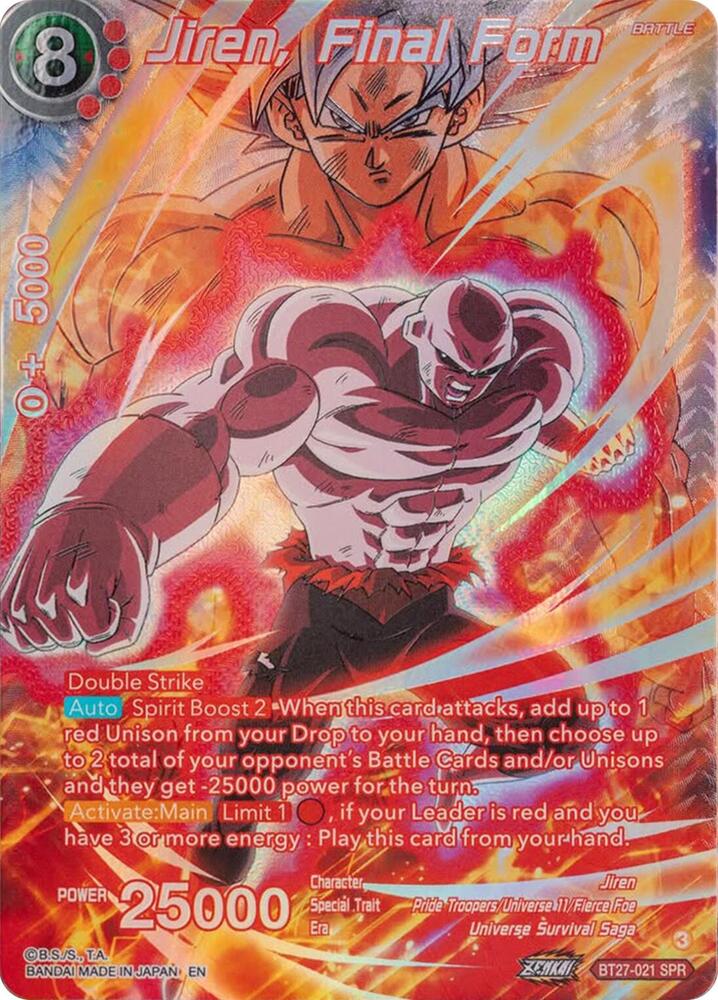 Jiren, Final Form (SPR) BT27-021 card from History of Z