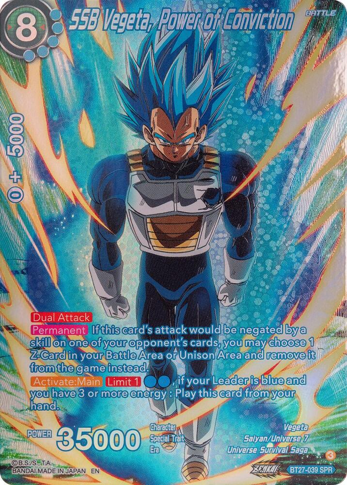SSB Vegeta, Power of Conviction (SPR) BT27-039 card from History of Z