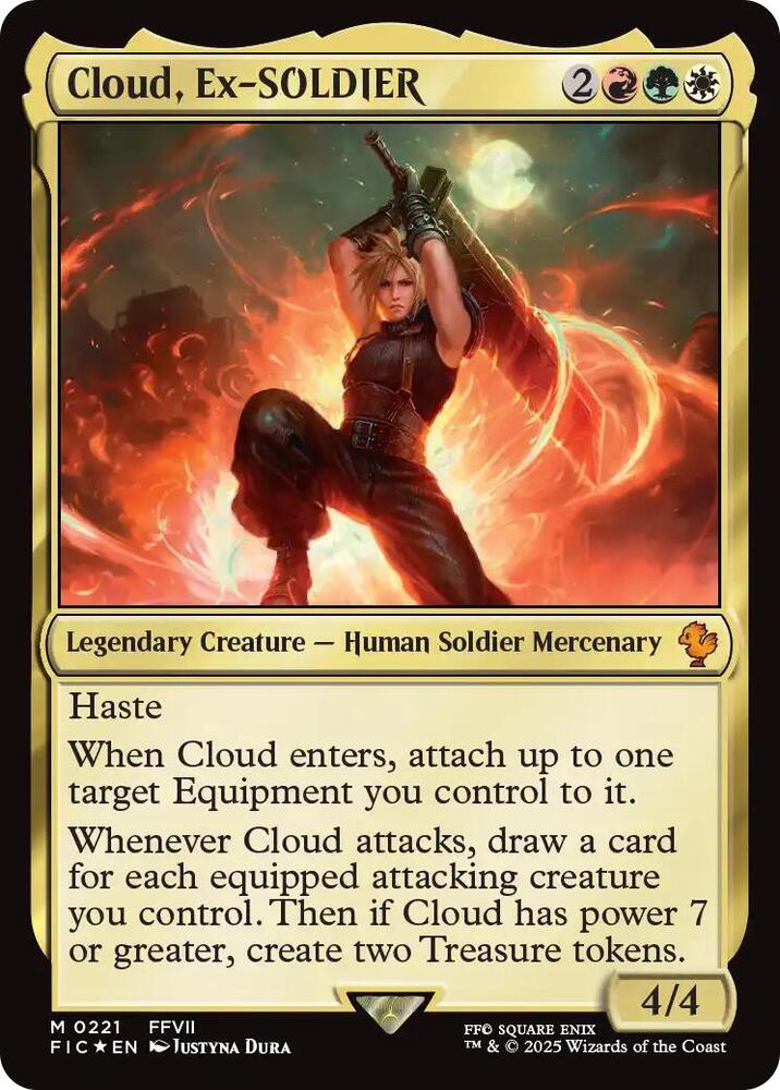 Cloud, Ex-SOLDIER (Surge Foil) 221 card from Commander: FINAL FANTASY