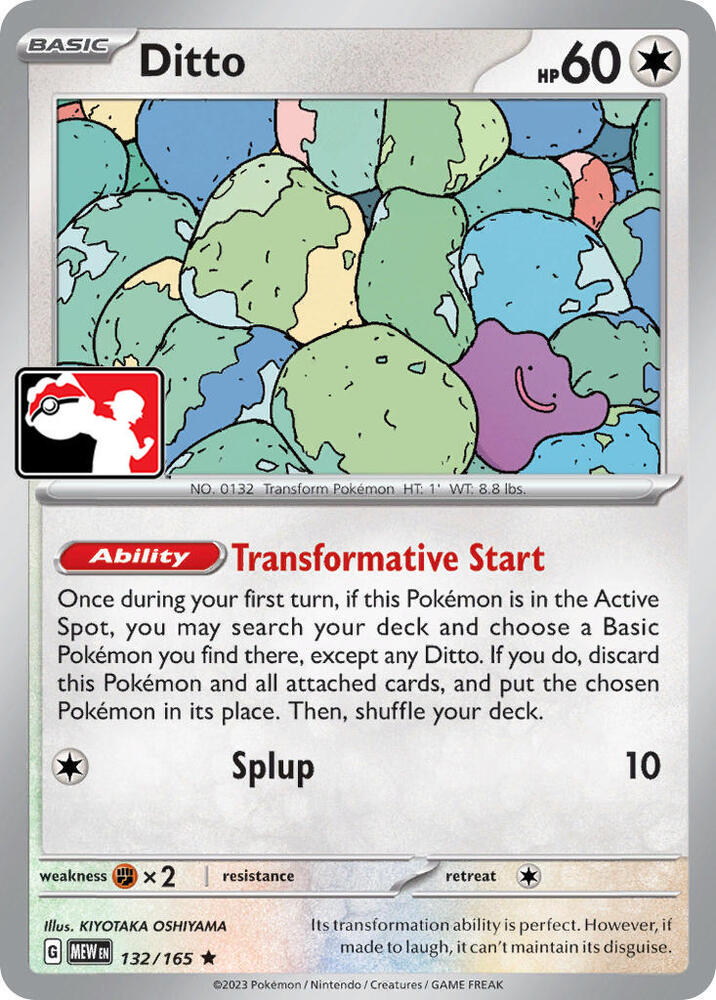 Ditto 132/165 card from Prize Pack Series Cards